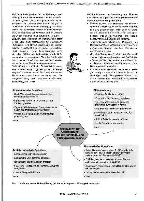 Vorschauseite 5: Informationsund Arbeitsblätter zum Thema: Pflege von Menschen mit kognitiver Einschränkung
