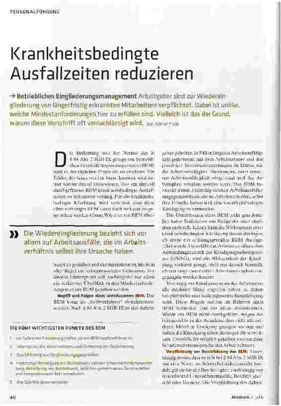 Vorschauseite 1: Krankheitsbedingte Ausfallzeiten reduzieren