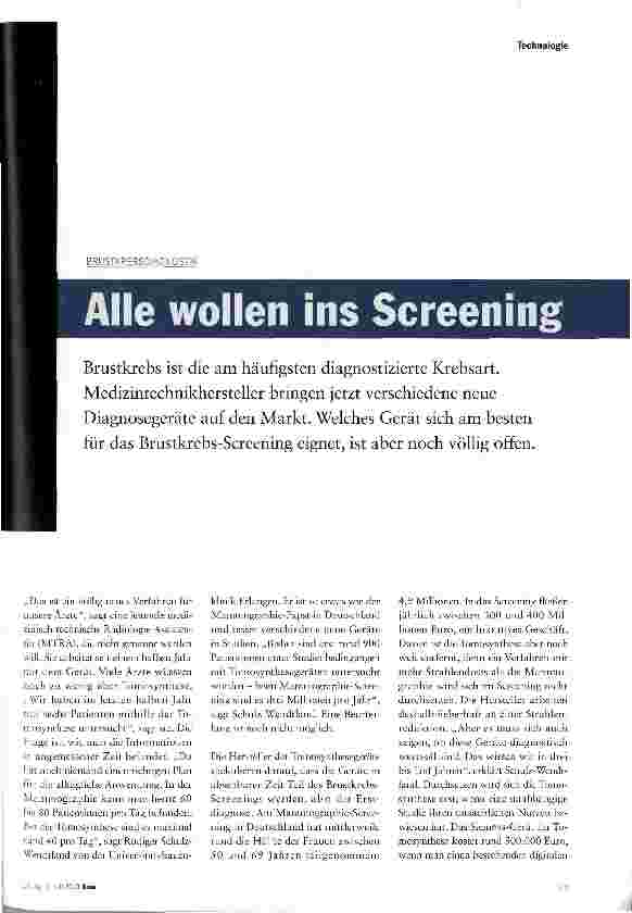 Vorschauseite 2: Alle wollen ins Screening