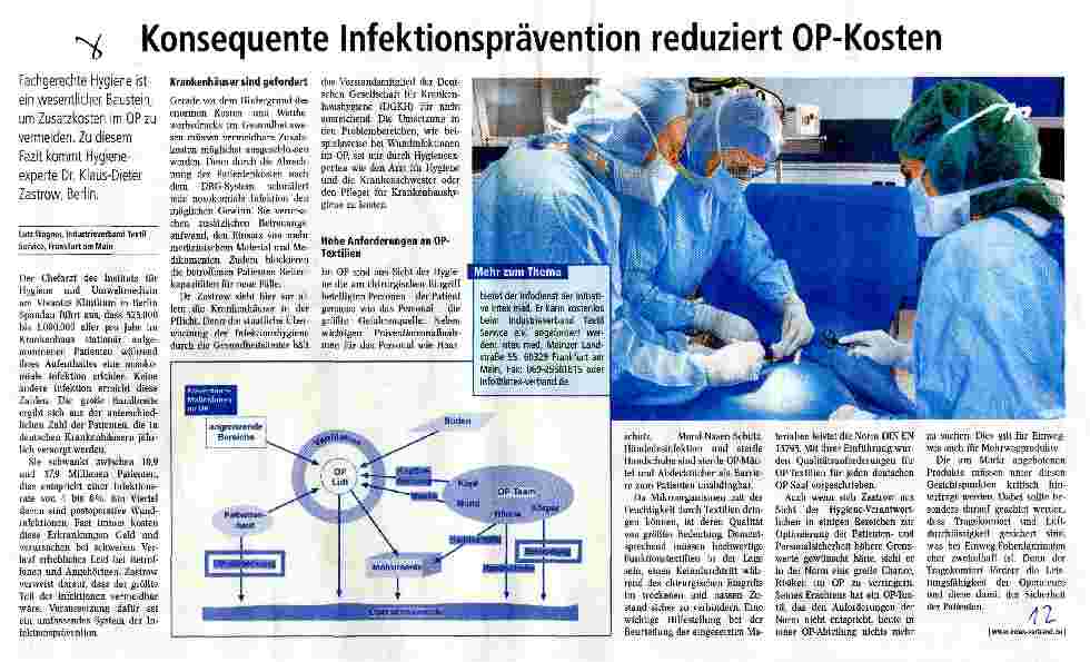 Vorschauseite 1: Konsequente Infektionsprävention reduziert OP-Kosten