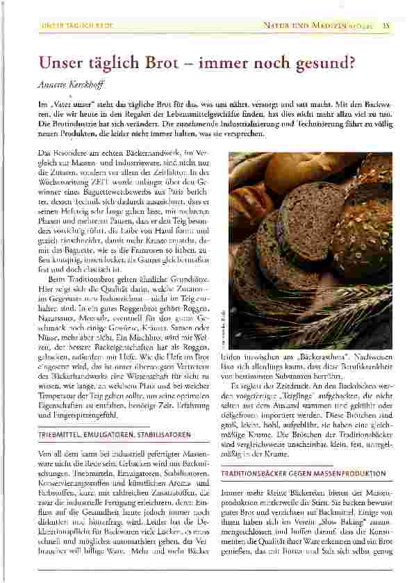 Vorschauseite 1: Unser täglich Brot - immer noch gesund?