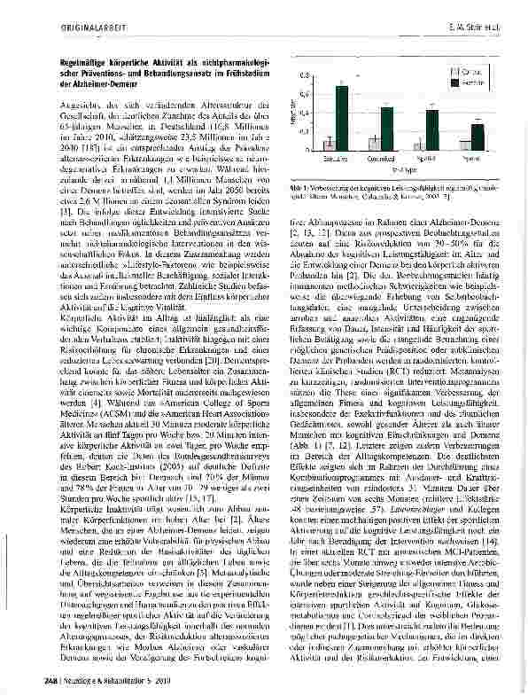 Vorschauseite 2: Regelmäßige körperliche Aktivität als nichtpharmakologischer Präventionsund Behandlungsansatz im Frühstadium der Alzheimer-Demenz