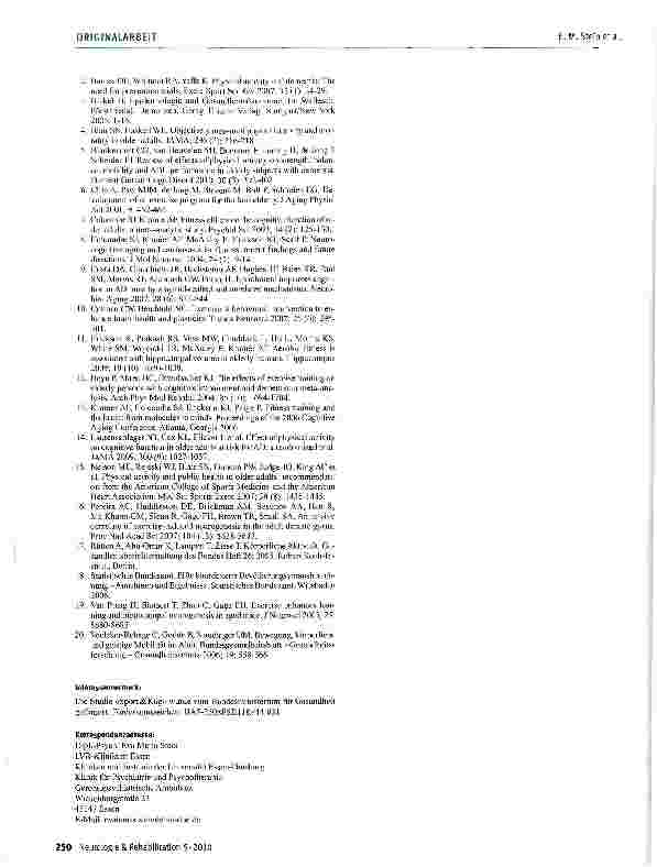 Vorschauseite 4: Regelmäßige körperliche Aktivität als nichtpharmakologischer Präventionsund Behandlungsansatz im Frühstadium der Alzheimer-Demenz