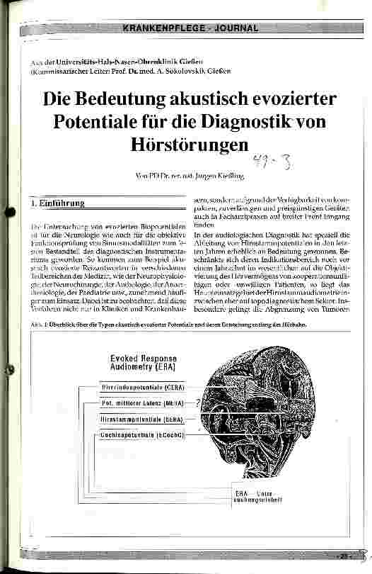 Vorschauseite 1: Die Bedeutung akustisch evozierter Potentiale für die Diagnostik von Hörstörungen