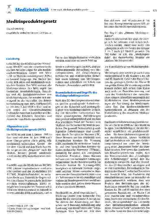 Vorschauseite 1: Medizinproduktegesetz