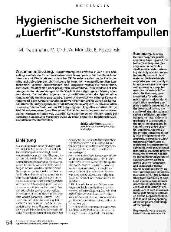 Vorschauseite 1: Hygienische Sicherheit von Luerfit-Kunststoffampullen
