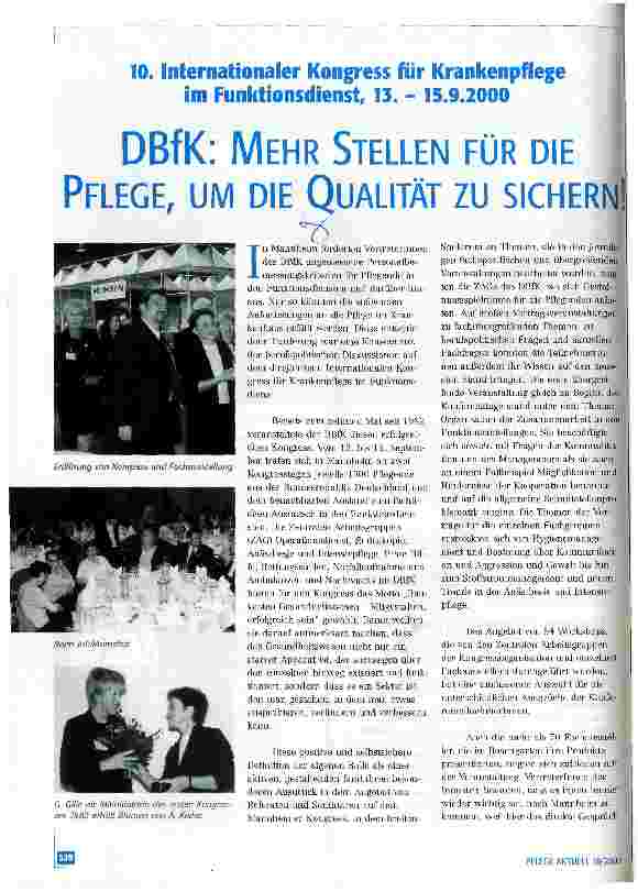 Vorschauseite 1: DBfK: Mehr Stellen für die Pflege, um die Qualität zu sichern!