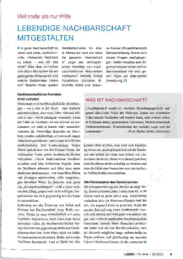 Vorschauseite 2: LEBENDIGE NACHBARSCHAFT MITGESTALTEN