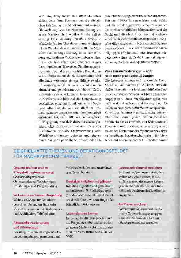 Vorschauseite 3: LEBENDIGE NACHBARSCHAFT MITGESTALTEN