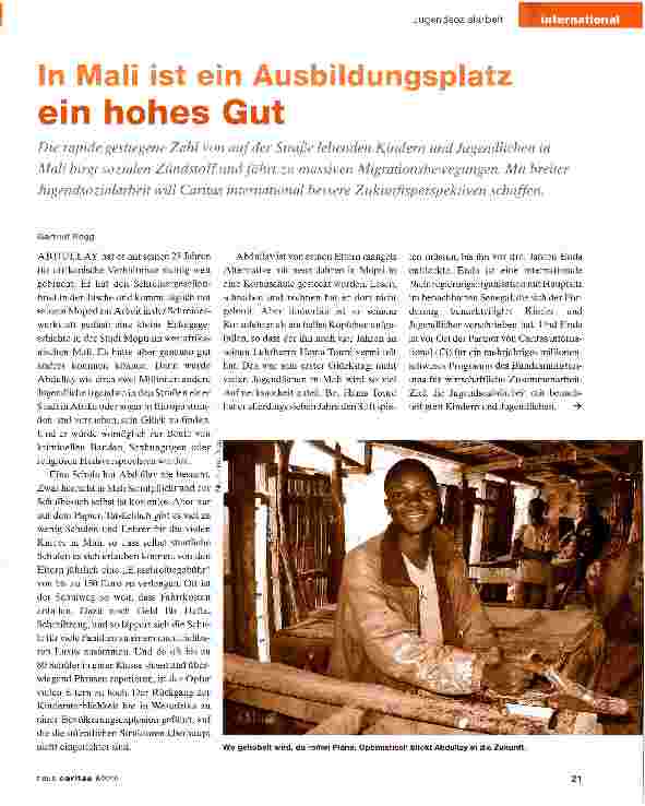 Vorschauseite 1: In Mali ist ein Ausbildungsplatz ein hohes Gut