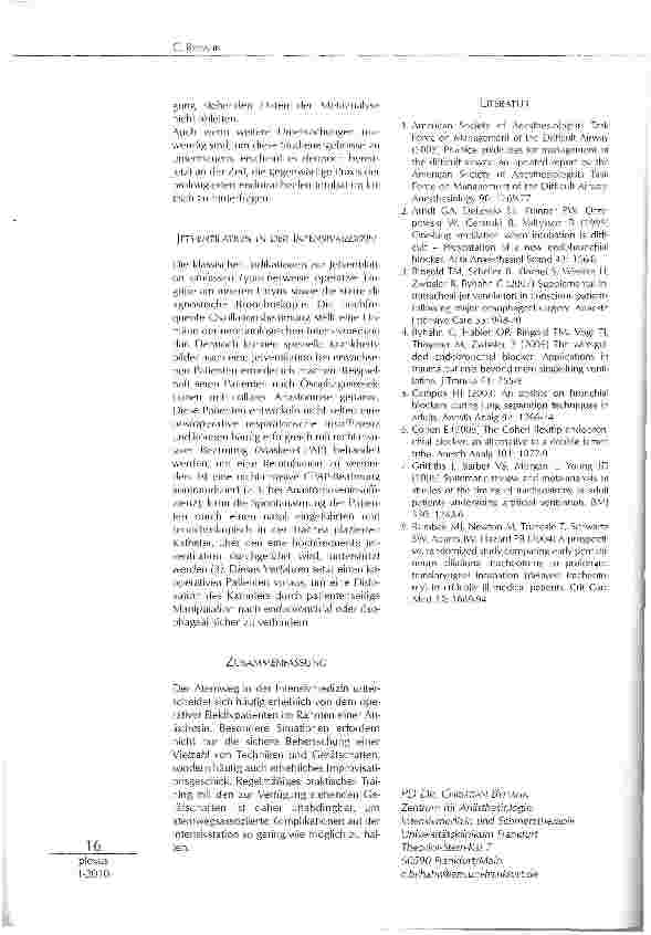 Vorschauseite 3: SPEZIELLE ASPEKTE IM ATEMWEGSMANAGEMENT DES INTENSIVPATIENTEN