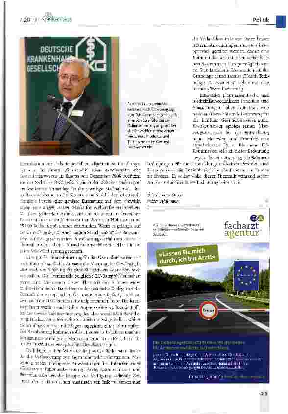 Vorschauseite 3: EU-Kommissar Dalli besucht den Parlamentarischen Abend der DKG in Brüssel