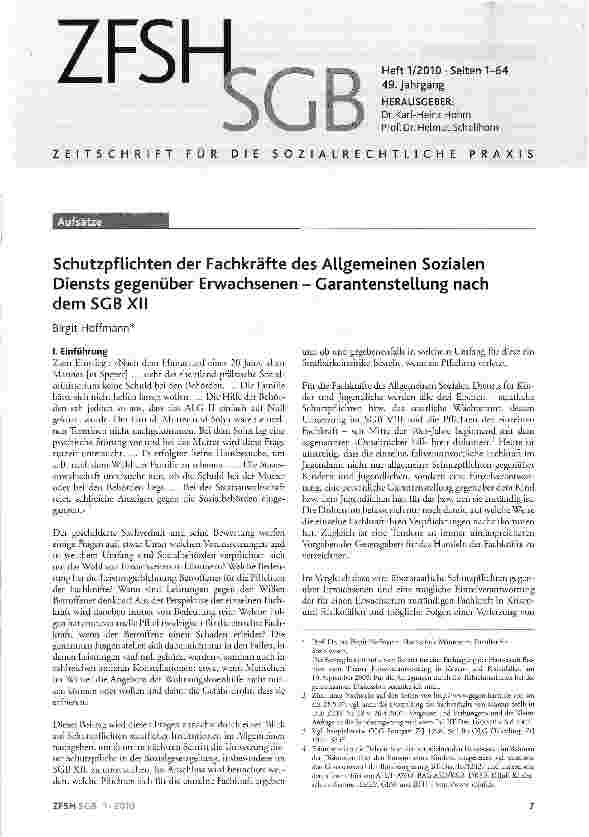 Vorschauseite 1: Schutzpflichten der Fachkräfte des Allgemeinen Sozialen Diensts gegenüber Erwachsenen - Garantenstellung nach demSGBXII