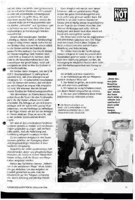 Vorschauseite 2: Pflegenotstand in der Hausund Familienpflege Keine Arbeit nur für Honorarkräfte