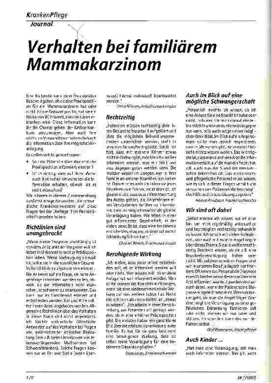 Vorschauseite 1: Verhalten bei familiärem Mammakarzinom