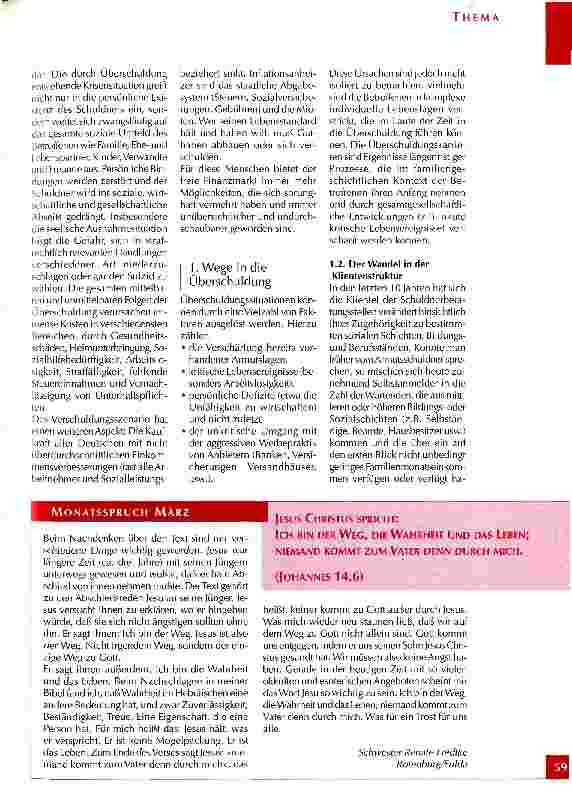 Vorschauseite 2: Das wachsende Problem der Überschuldung in privaten Haushalten Bericht aus der Arbeit in der Schuldnerberatung