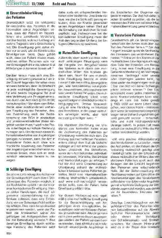 Vorschauseite 2: Die ärztliche Schweigepflicht gegenüber Angehörigen des Patienten