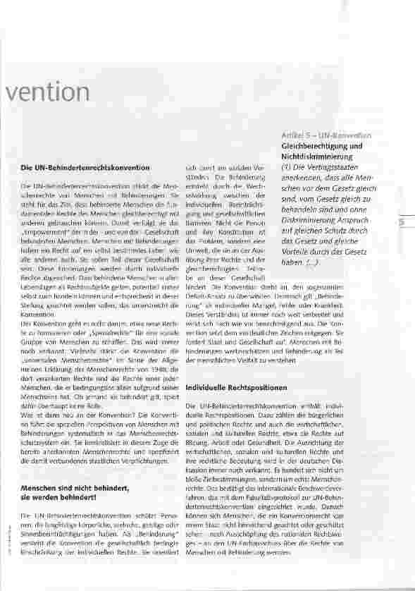 Vorschauseite 2: Die UN-Behindertenrechtskonvention