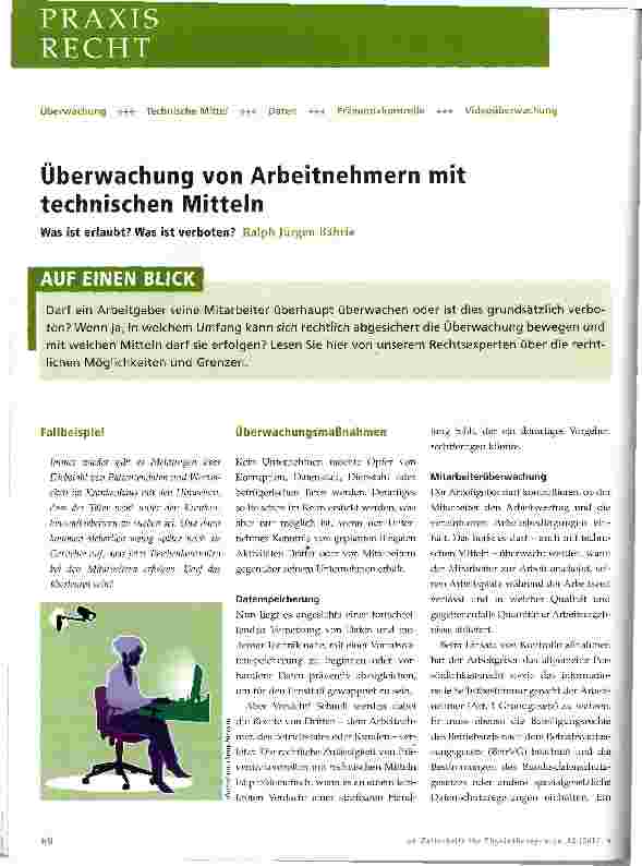 Vorschauseite 1: Überwachung von Arbeitnehmern mit technischen Mitteln