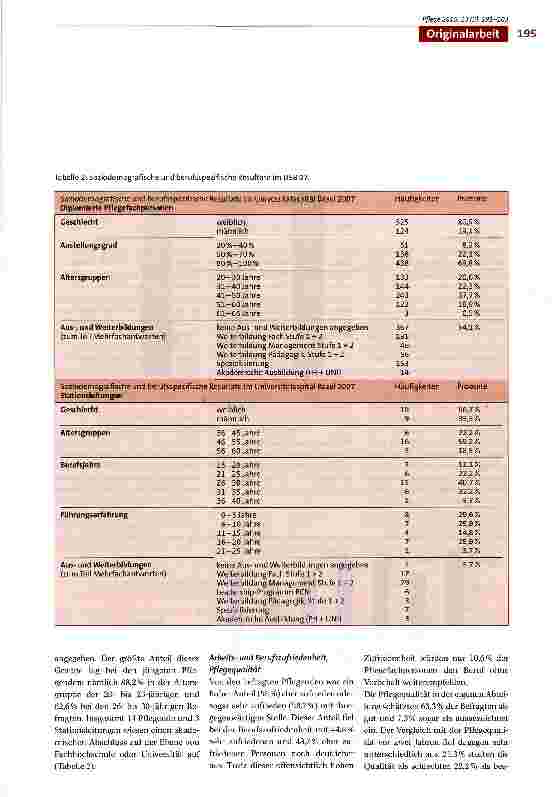 Vorschauseite 5: Evaluation der Pflegeund Führungskompetenz -eine Ausgangslage für die weitere Praxisentwicklung