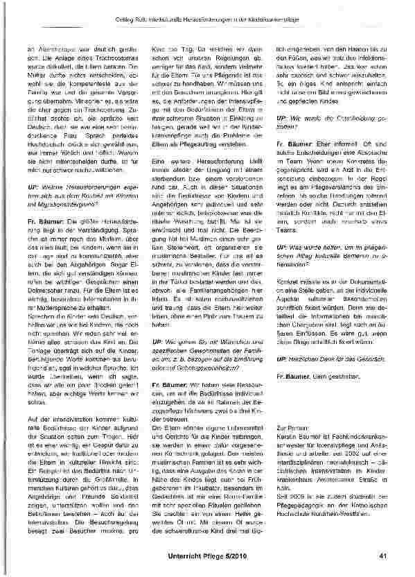 Vorschauseite 2: Interkulturelle Herausforderungen in derKinderkrankenpflege - Ein Interview mit Kerstin Bäumer