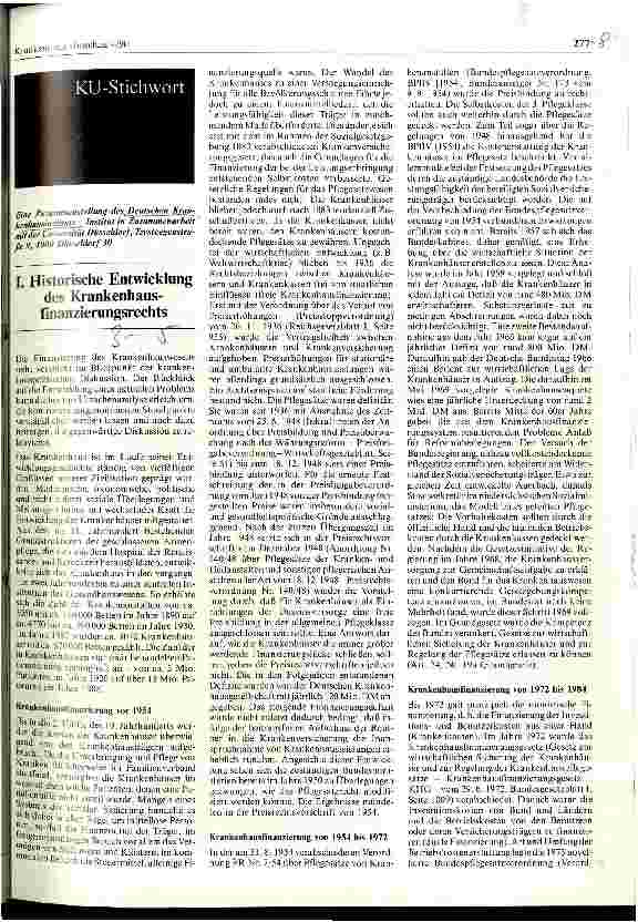 Vorschauseite 1: Historische Entwicklung des Krankenhausfinanzierungsrechts