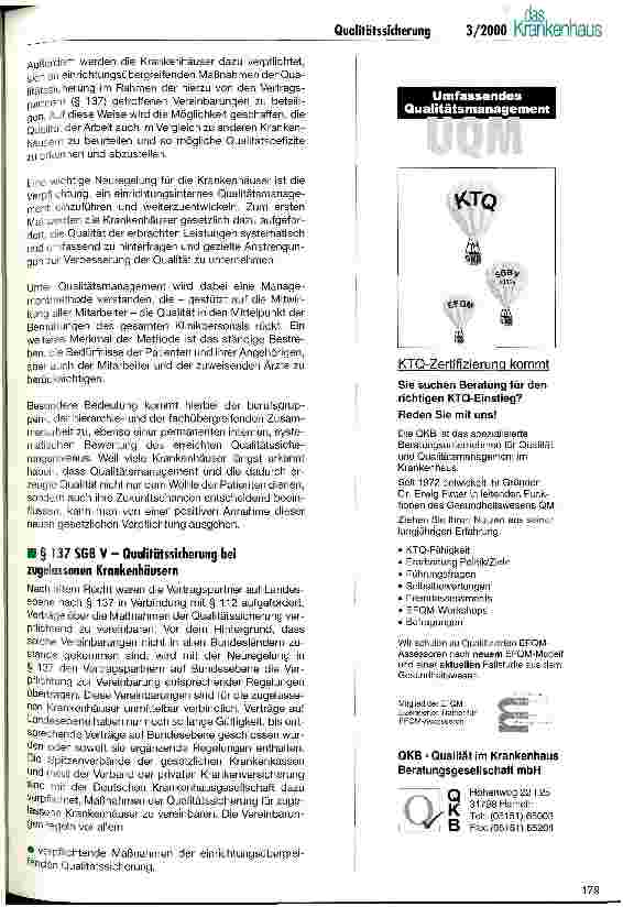 Vorschauseite 2: Qualitätssicherung/Qualitätsmanagement im Krankenhaus Welche Anforderungen kommen auf die Krankenhäuser durch die neuen gesetzlichen Regelungen zu?