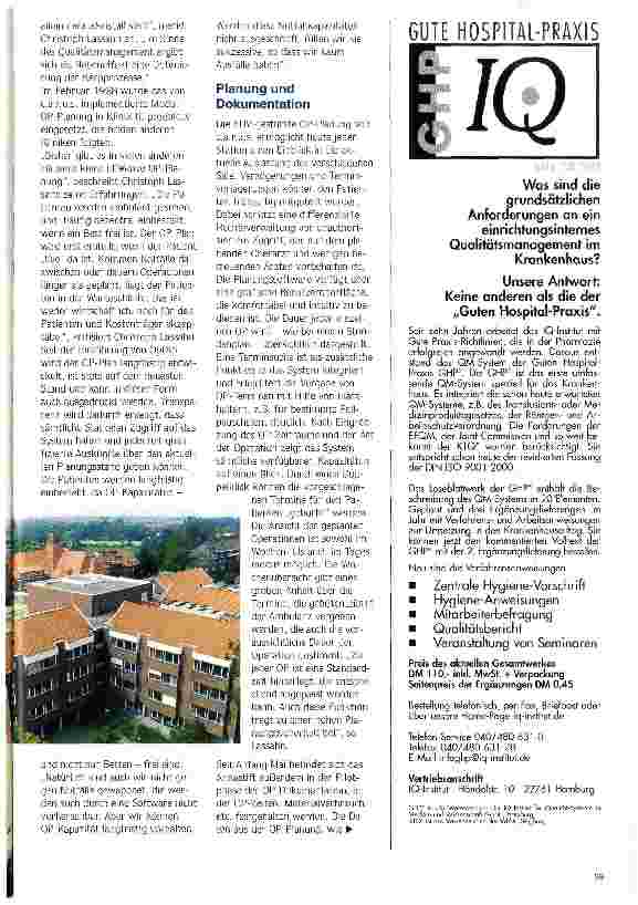 Vorschauseite 2: EDV-gestütztes Qualitätsmanagement im OP Rationalisierung durch effektive OP-Planung und Dokumentation