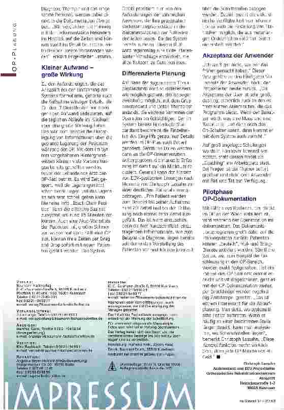 Vorschauseite 3: EDV-gestütztes Qualitätsmanagement im OP Rationalisierung durch effektive OP-Planung und Dokumentation