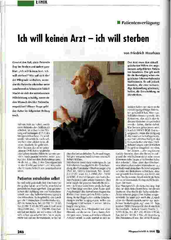 Vorschauseite 1: Ich will keinen Arzt - ich will sterben