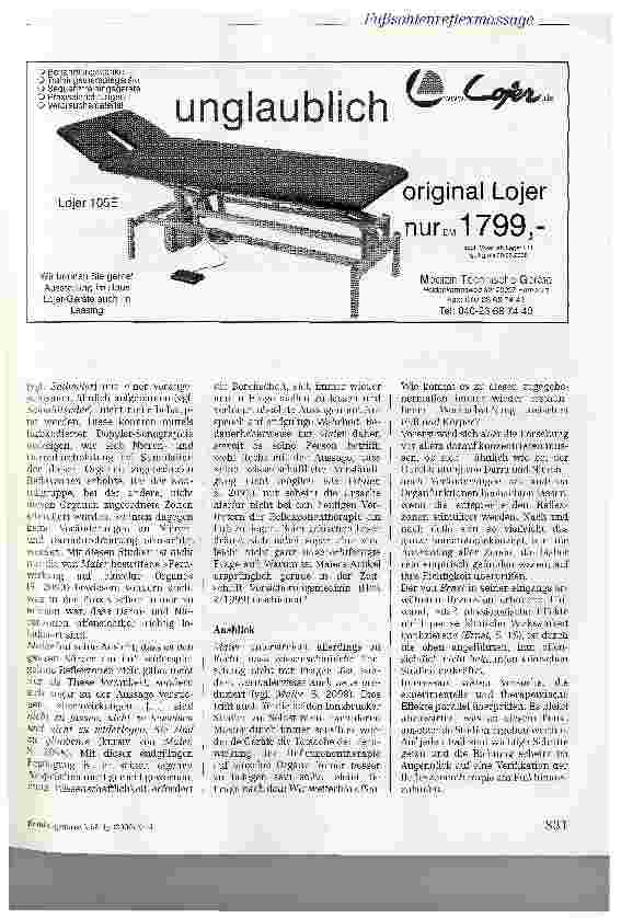 Vorschauseite 3: Entgegnung auf den Beitrag von E. Maier: Wissenschaft und Wirksamkeit der sogenannten Fußsohlenreflexmassage Heft 12/1999, S. 2093-2099
