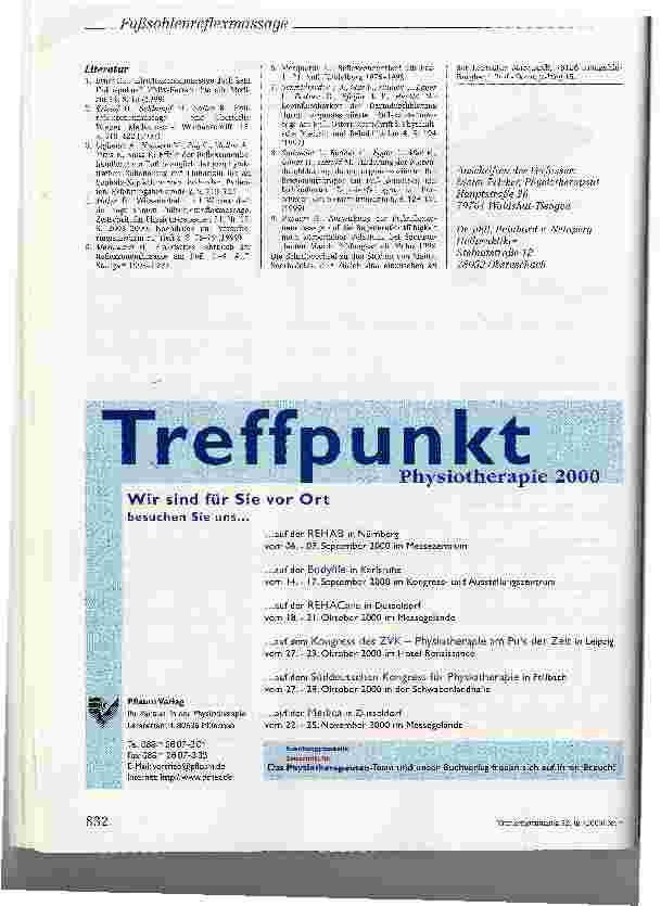 Vorschauseite 4: Entgegnung auf den Beitrag von E. Maier: Wissenschaft und Wirksamkeit der sogenannten Fußsohlenreflexmassage Heft 12/1999, S. 2093-2099