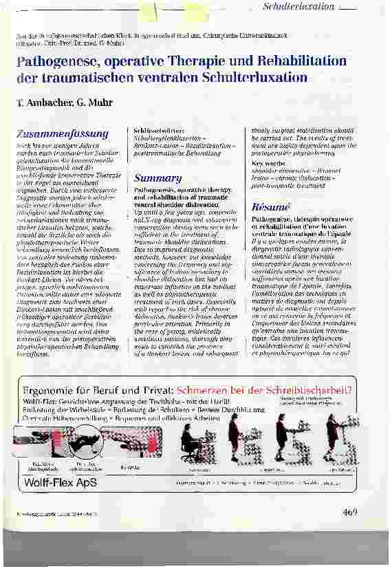 Vorschauseite 1: Pathogenese, operative Therapie und Rehabilitation der traumatischen ventralen Schulterluxation