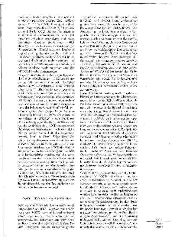 Vorschauseite 3: PRÄDIKTOREN POSTOPERATIVER KOGNITIVER DYSFUNKTION