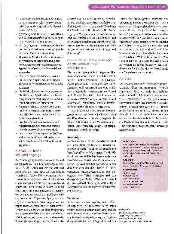 Vorschauseite 3: Die Erfolgsgeschichte einer Zusammenarbeit von spezialisierter Klinik und Fachhochschule -„CAS Forensisch psychiatrische Pflege und Betreuung