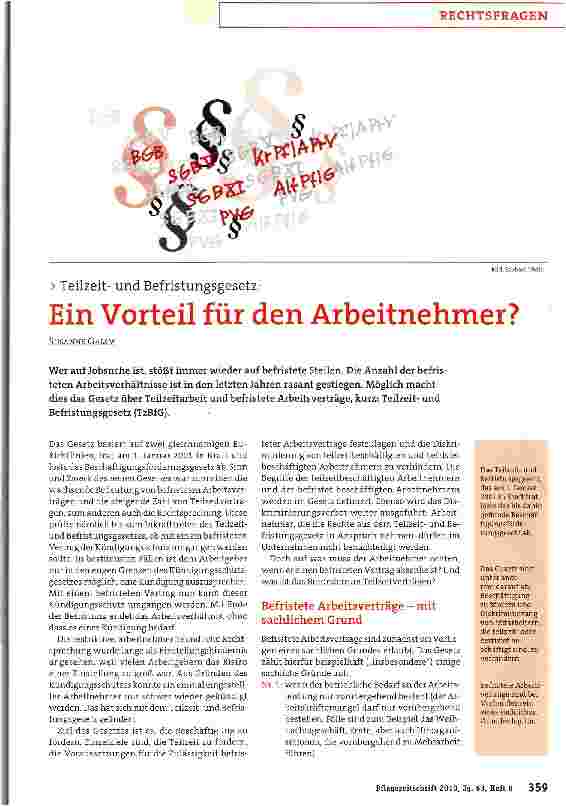 Vorschauseite 1: Ein Vorteil für den Arbeitnehmer?