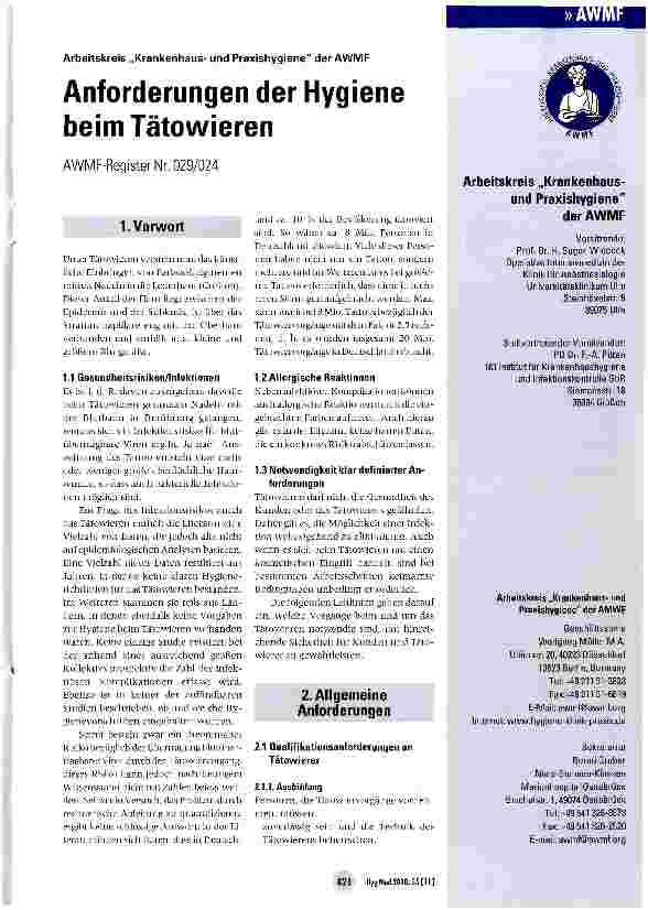 Vorschauseite 1: Anforderungen der Hygiene beim Tätowieren