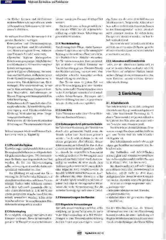 Vorschauseite 2: Anforderungen der Hygiene beim Tätowieren