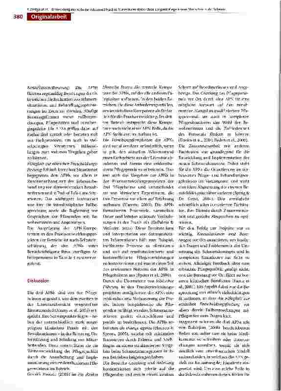 Vorschauseite 6: Entwicklung der Rolle der Advanced Practice Nurse in der stationären Langzeitpflege älterer Menschen in der Schweiz