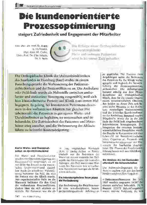 Vorschauseite 1: Die kundenorientierte Prozessoptimierung steigert Zufriedenheit und Engagement der Mitarbeiter