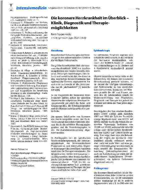 Vorschauseite 1: Die koronare Herzkrankheit im Überblick - Klinik, Diagnostik und Therapiemgölichkeiten