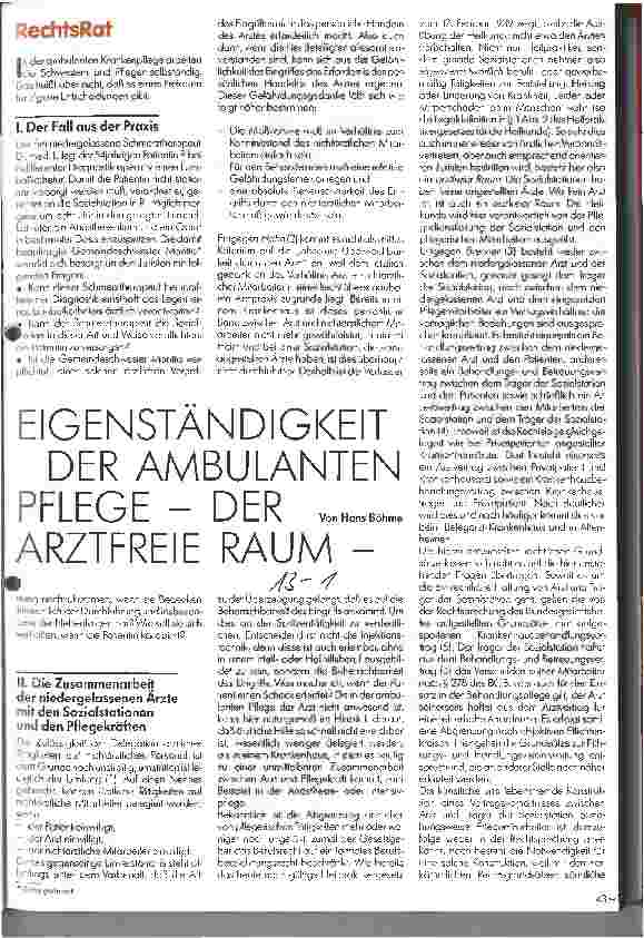 Vorschauseite 1: Eigenständigkeit der ambulanten Pflege - der arztfreie Raum