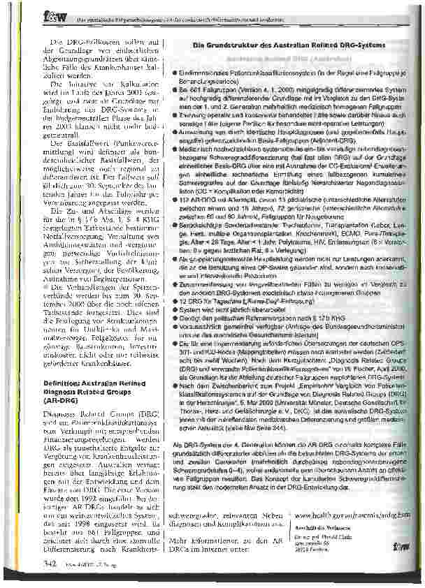 Vorschauseite 3: Das australische Fallpauschalensystem ist das medizinisch differenzierteste und modernste