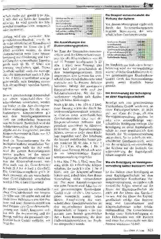 Vorschauseite 2: Unternehmenssteuerreform: Auswirkungen auf die Krankenhäuser