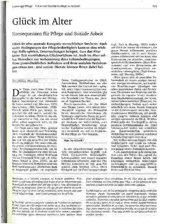 Vorschauseite 1: Glück im Alter Konsequenzen für Pflege und Soziale Arbeit