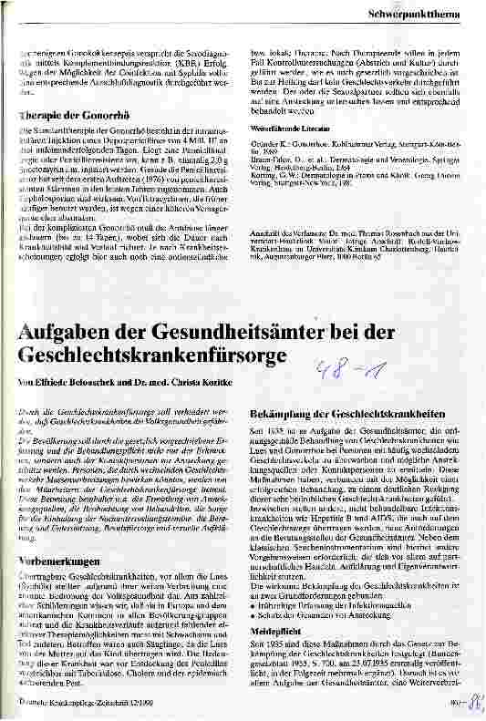 Vorschauseite 1: Aufgaben der Gesundheitsämter bei der Geschlechtsfürsorge