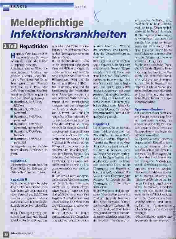 Vorschauseite 1: Meldepflichtige Infektionskrankheiten 3. Teil: Hepatitiden