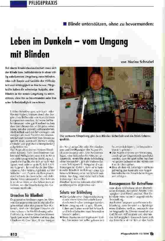 Vorschauseite 1: Leben im Dunkeln - vom Umgang mit Blinden Blinde unterstützten, ohne zu bevormunden