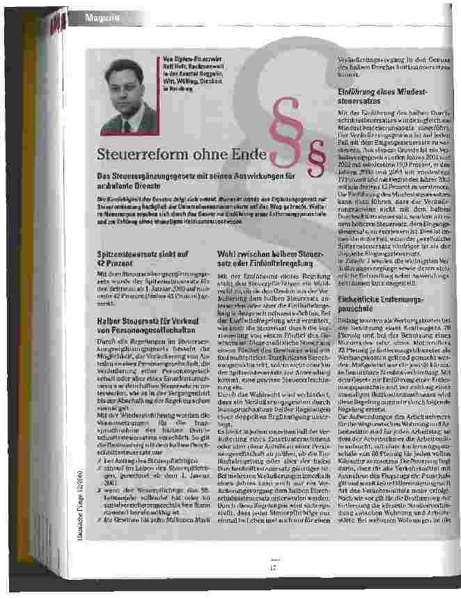 Vorschauseite 1: Steuerreform ohne Ende