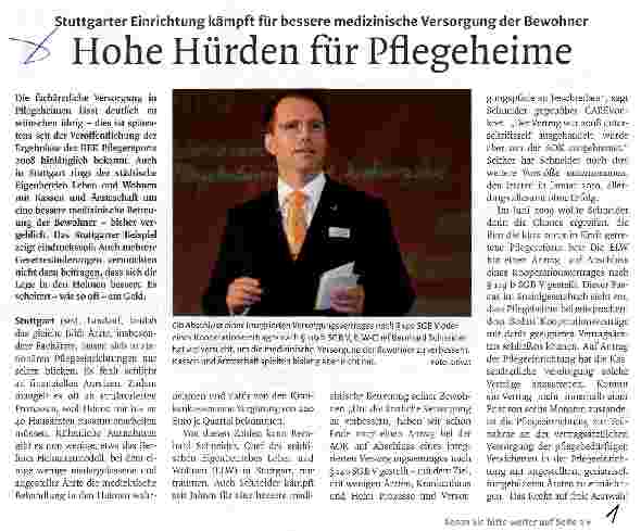 Vorschauseite 1: Hohe Hürden für Pflegeheime